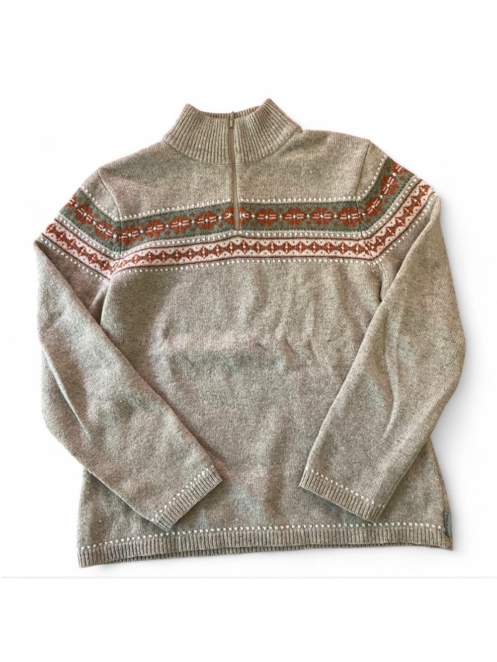 Woolrich autumn multi-coloured 1/4 zip sweater 100% lambswool patterned Cozy